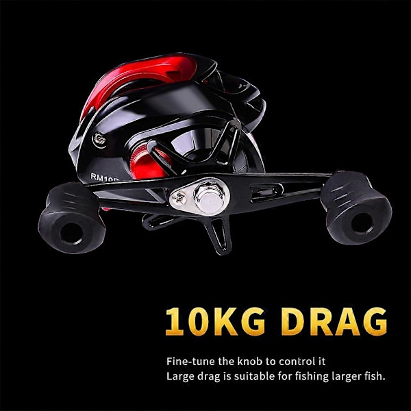 1x Baitcasting Fiskehjulsrulle 3+1 BB Lett Hjul 10kg Maks Drag Casting Rulle