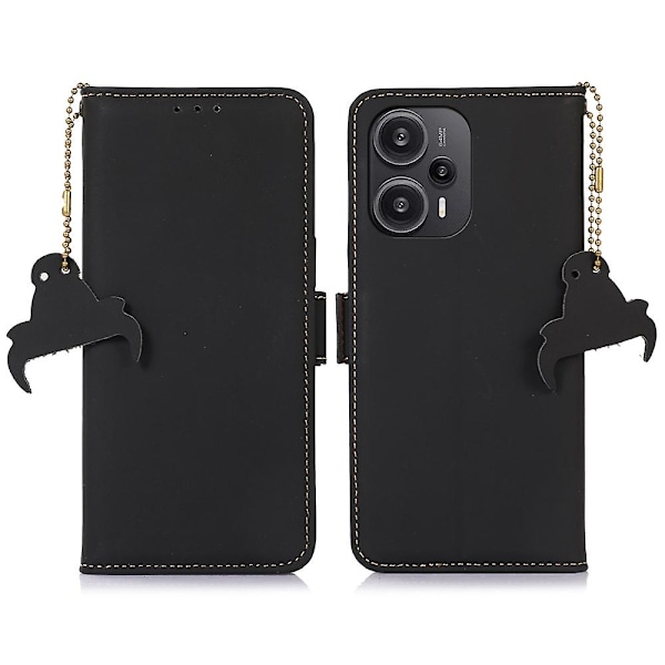 For Xiaomi Redmi Note 12 Turbo/Poco F5 5G RFID Blocking Phone Case Genuine Cow Stand Wallet Cover