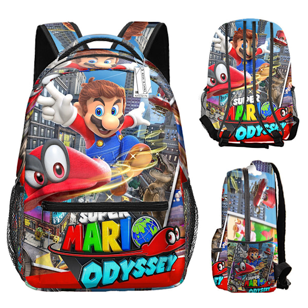 New cartoon SuperMario school bag three-piece set for primary and secondary school students