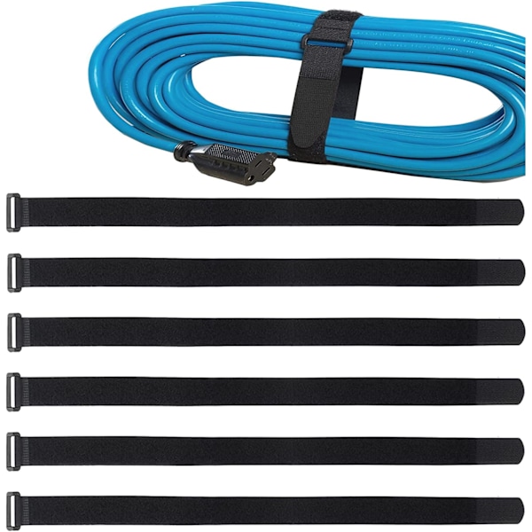 6-pack Återanvändbara Kabelband, Justerbara Kabelhanteringsklämmor, 30 x 2,5 cm Kardborreband