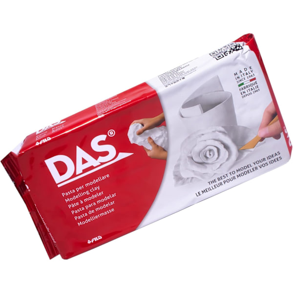 DAS Vit 1kg lufttorkande modelleringslera, ingen bakning krävs, redo att användas, lämplig för alla åldrar, idealisk för proffs och amatörer