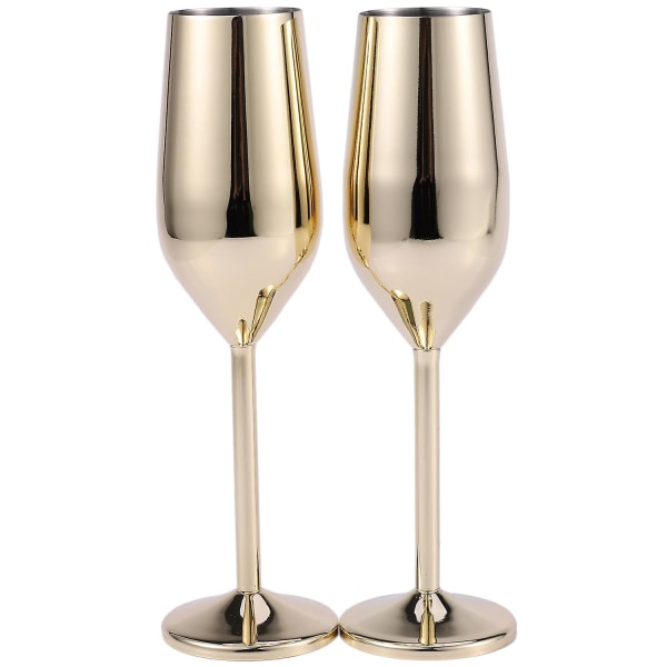 2 st/ set Splittrande rostfria champagneglas Borstad guld Bröllopsrostning Champagne Flöjter Drickkopp Fest Äktenskap Vin