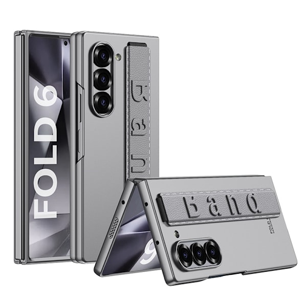 Sopii Samsung Fold6 -taitettavalle puhelimelle, luova ultraohut kovakuorinen puhelimen kotelo Z Fold6 rannekkeella suojakotelo Gray