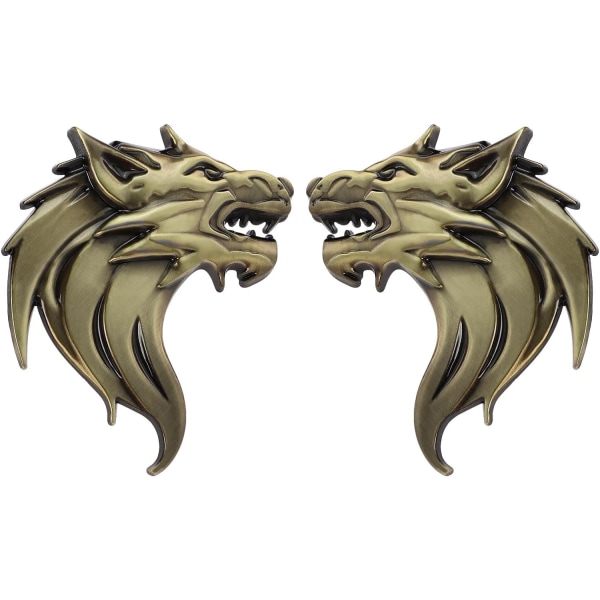 A Pair 3D Metal Wolf Head Car Stickers Wolf Head Decals Emblem Badge Reflective Motorcycle Auto Decoration Stickers