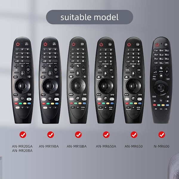 Stöttåligt skyddsfodral för LG Magic Remote AN-MR18BA AN-MR20BA AN-MR19BA AN-MR650 AN-MR650A AN-MR600, Perfekt passform, Flexibelt, Halkfritt, Svart