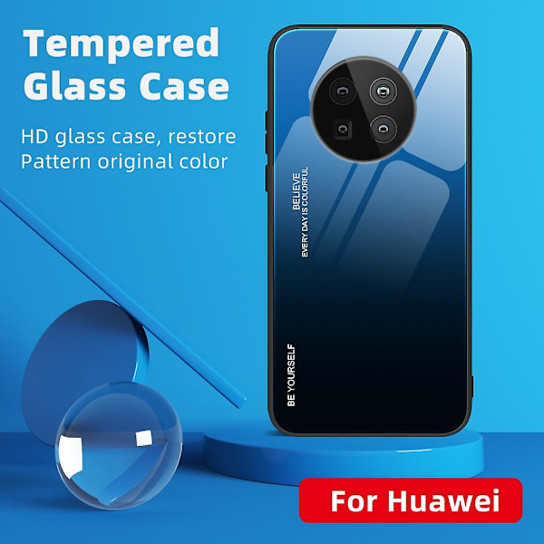 Gradient Härdat Glas Mobiltelefon Hybridfodral med TPU-kant för Huawei Mate 40 Pro