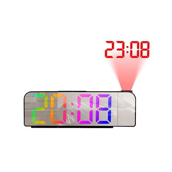 180 rotation projektion väckarklocka 12/24h LED digital klocka USB laddning tak projektor väckarklocka (mu