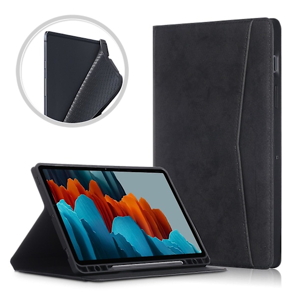 Matt PU-lær Tabletholder med lommebok for Samsung Galaxy Tab S7/Tab S8