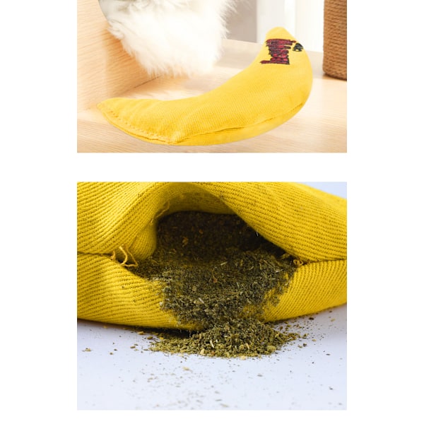 100% Ekologiska Kattmynta Leksaker, Gul Banan 3-pack