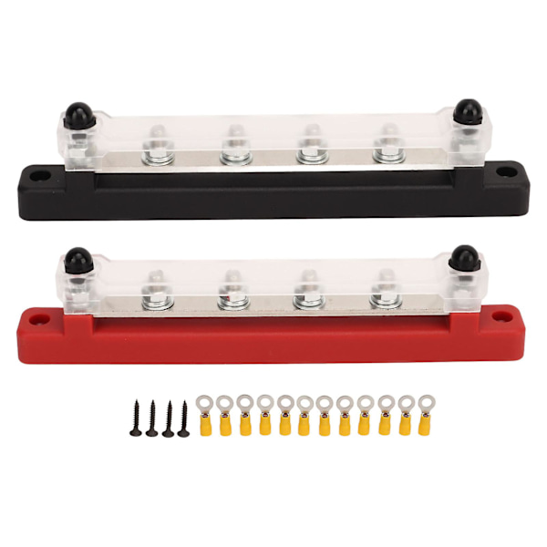 2PCS Battery Bus Bar Black Red DC12V to 48V 150A M6 Terminal 6 Stud for RV Car Ship Yacht Power System