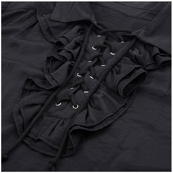 Pirat Skjorte Til Mænd Renæssance Middelalder Cosplay T-Shirt Western Mænds Turist Pirat Kostume（M Sort）