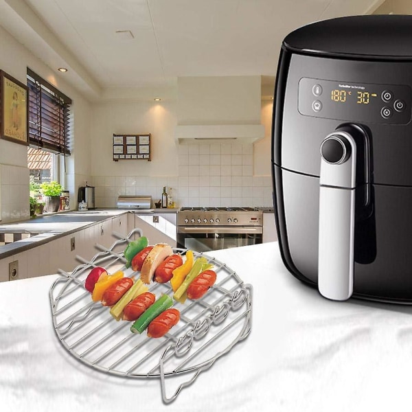 Air Fryer Tillbehör - Air Fryer Rack Set, Multi-purpose Dubbellagers Rack med Spett, Kompatibel för Xl Power Airfryer Philips