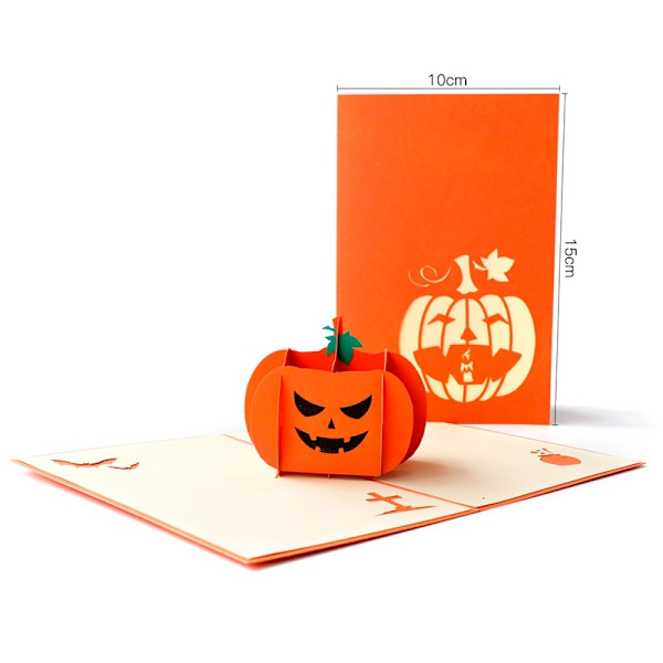 5 kpl Halloween-aiheisia ponnahdusikkortteja, vihainen kurpitsa, luova käsintehty paperi