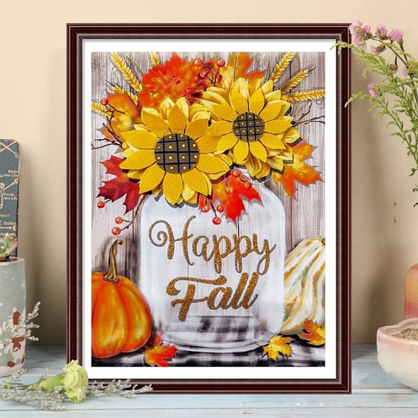 5D DIY Diamantmaleri Sæt, Solsikke Diamantkunst, Kolibri Diamantmaleri Ædelstensæt, Hobby Dekorativ Kunst Håndværk Thanksgiving Julegave 12inX16in
