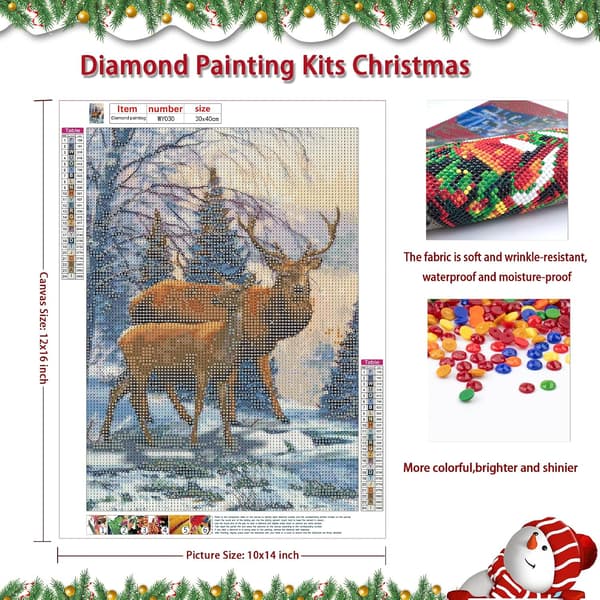 5D Diamantmaleri Jul, Jul Elg 5D DIY Rund Full Dr