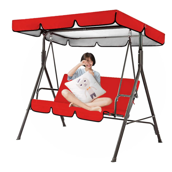 Udendørs Have Patio Svingestol Sæde Og Top Cover Solsejl Baldakin, Svingestol Betræk, Vandtæt Udskiftning Markise（142*120*18cm Rød）