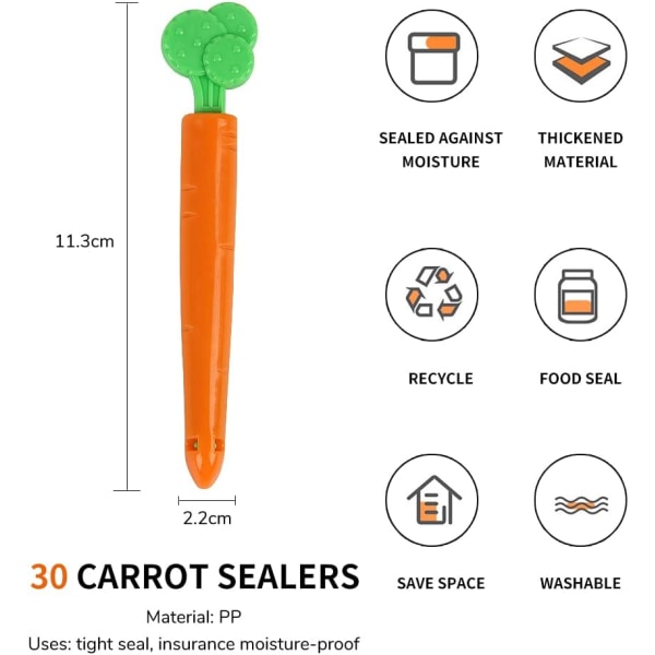 Matpåsklämma, påsklämma, 30 st morotsförseglingspåsklämma, kaktus Fo
