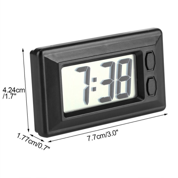 2 stk. elektronisk ur -- MiniUltra-tyndt køretøjsinstrumentbræt ur med klæbepude LCD digital dato tid kalender display til, hjemmekontor bilinstrumentbræt, 7,8×4×1,4cm, uden batteri