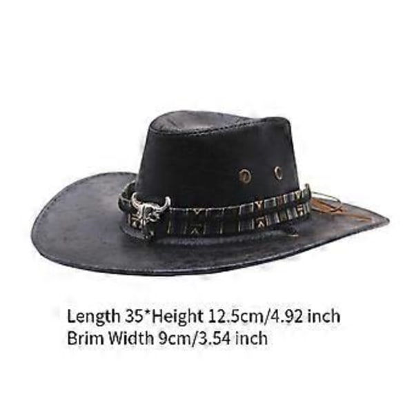 Western Cowboyhatt Stor Brem Jazz Topphatt for Menn Cosplay Kostyme Tilbehør Rekvisitter (Svart)