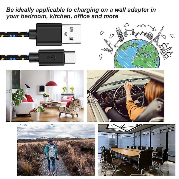 Usb Type C-kabel Hurtigopladning Usb C-kabler Type-c Datakabel Oplader Usb C Til Samsung S9 Note 9 Huawei P20 Pro Xiaomi 1m/2m/3m