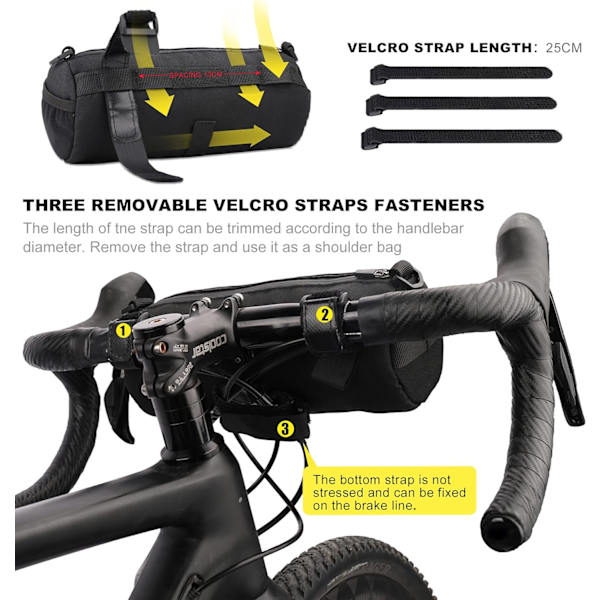 Cykelstyrbag med Skulderrem til Landevejscykel MTB Rejse
