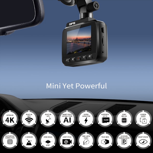 Dashcam (2K HD, wifi GPS WLAN (Wi-Fi)