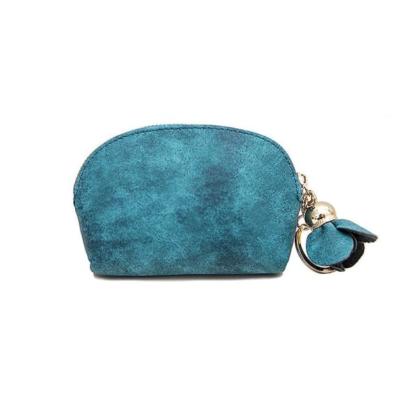 Dame Lær Liten Mini Lommebok Kort Nøkkelholder Glidelås Myntveske Clutch Bag（Grønn）