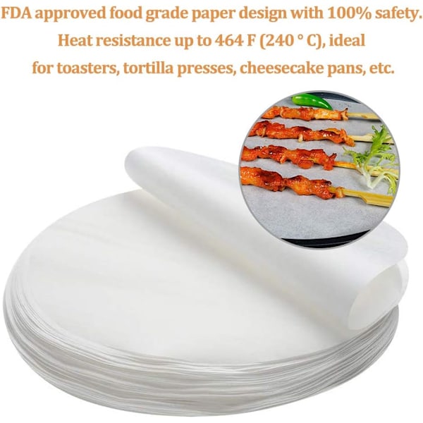 100 st Non-Stick Papper, 9\" Runda Non-stick Papper Bakplåtsunderlägg T
