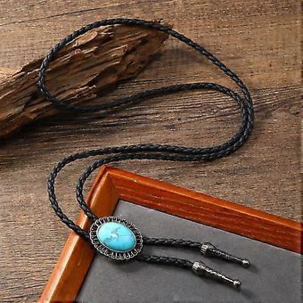 Miesten Naisten Bolo Solmio Kaulakoru Vintage Nahkainen Punottu Köysi Kaulakoru Jalokiviriipuksella Korut Cowboy-hattu Tarvikkeet malachite