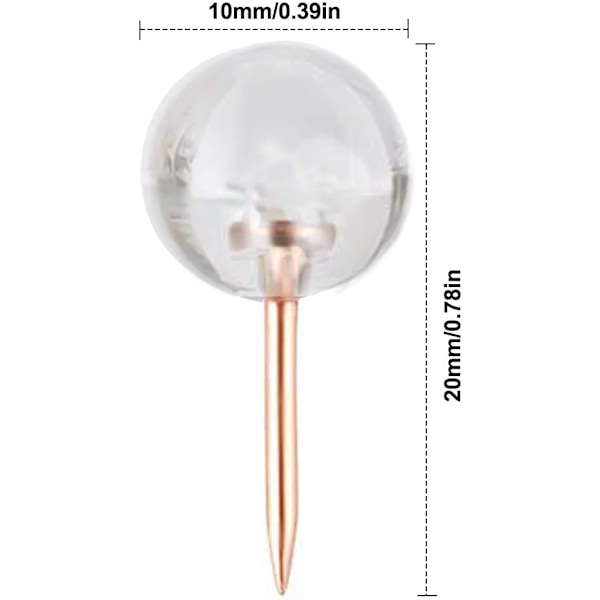 100 stk. Rose Gold Transparent Trykknapper Verden Korktavle Trykknapper