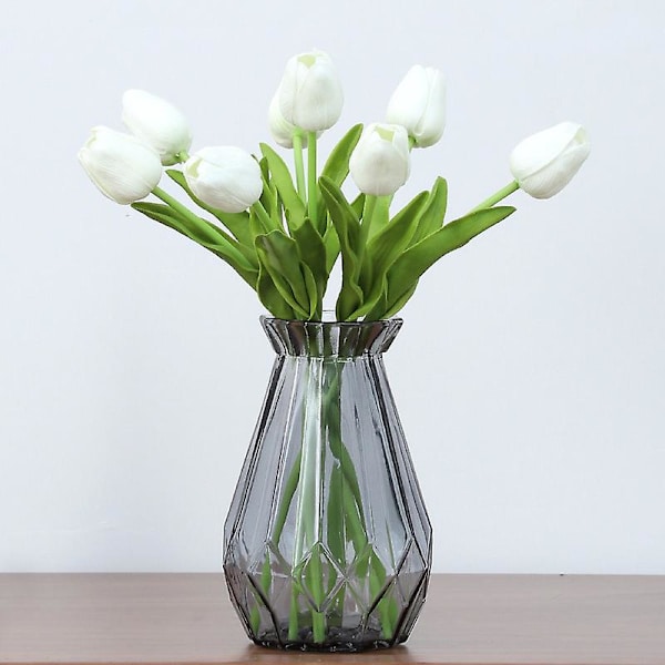 10 st Pu Real Touch Falska Tulpaner Konstgjorda Blommor（Lila）