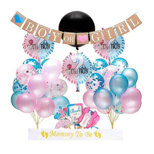 Baby Gender Reveal Party Supplies Dekorations Kit - Ballonger för pojke eller flickor