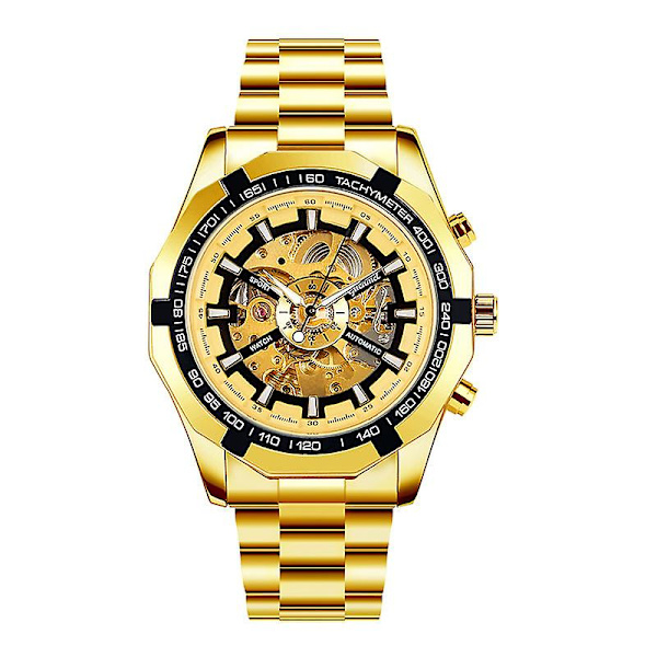 Antik Camel Herre Business Fashion Ur Stål Band Hul Automatisk Mekanisk Ur