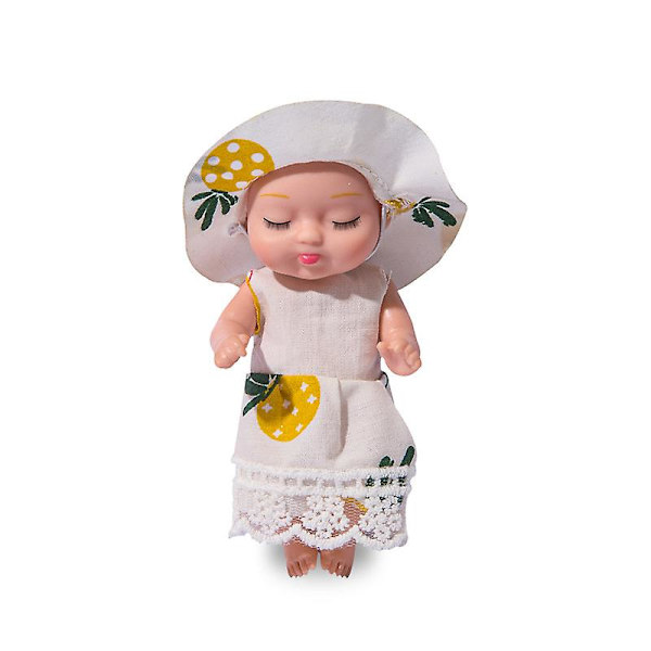 3,5 tum simuleringsdocka leksak mini söt sovande docka prinsessa flickor present (bowlerhatt)