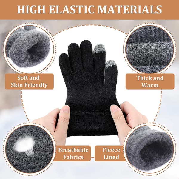 4 par vinter touchscreen handsker varme strikkede handsker fleeceforet handsker elastiske manchet handsker