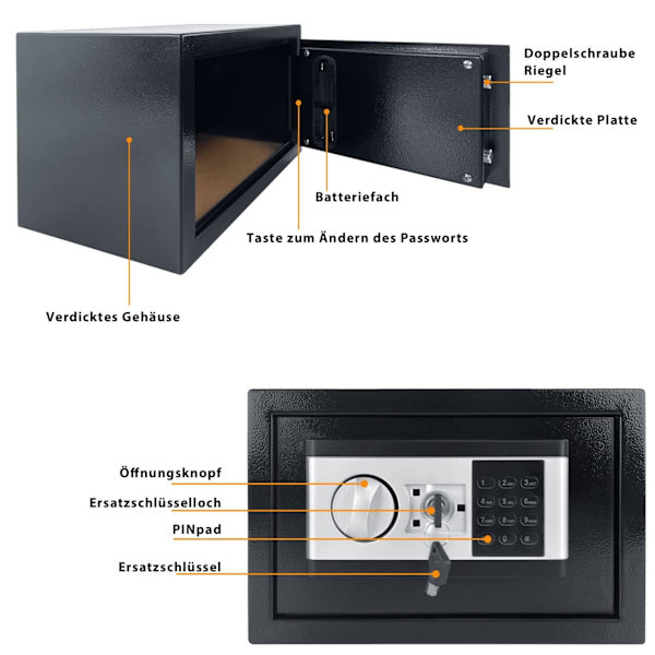 17*23*17cm, Sikker Elektronisk Safe Safe Møbler Safe, med Nøkkel