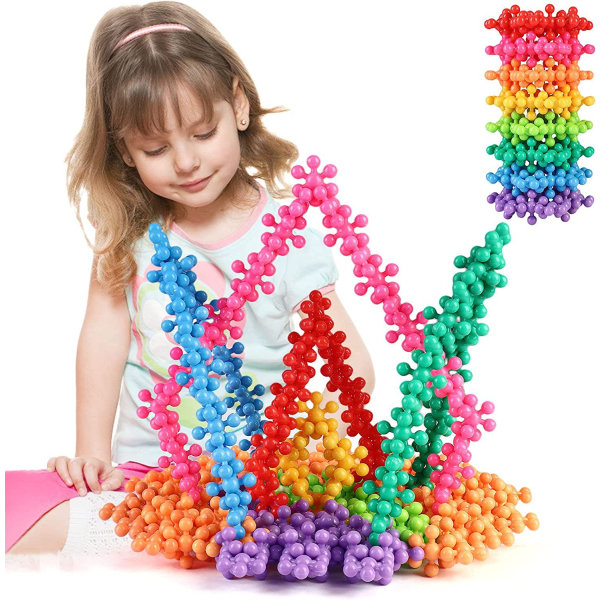 Barns intelligens plommonblomning byggstenar leksaker snöflinga skrivbordsleksaker pojkar och flickor 3-7 år (50 grains)