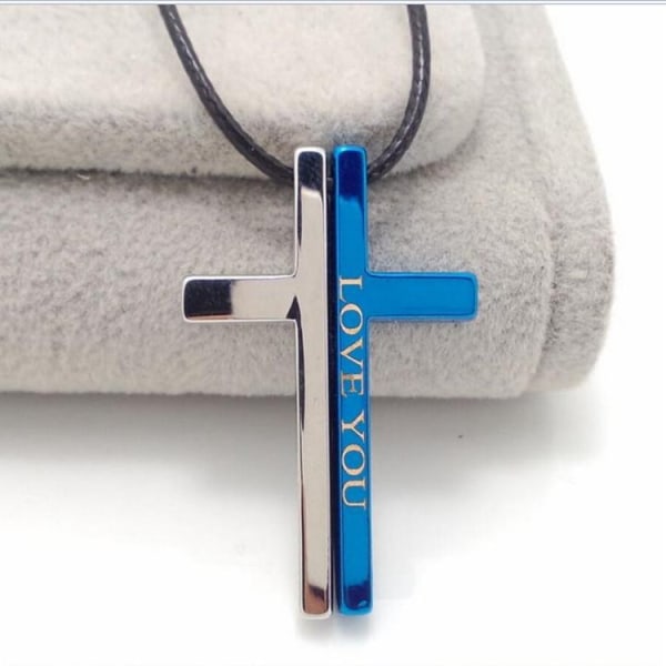 For Men Women Lovers Gave Stainless Steel Cross Pendant Necklace