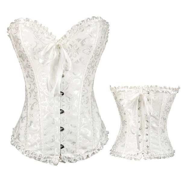 Court Corset -muotoileva toppi, seksikäs hääpuku, tukeva rintavarustus, rypytyskorsetti, sukkahousut XXL