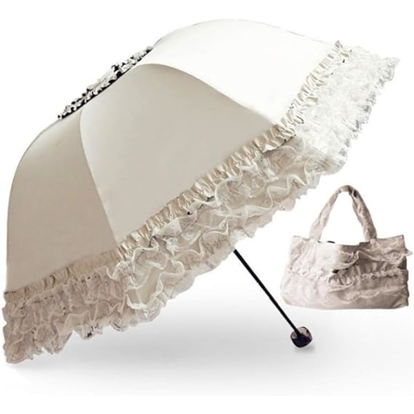 Princess Lace UV-skyddande paraply med trippelvikt kupol