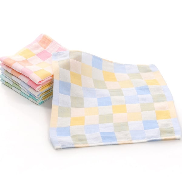 Ren bomulls dubbel gasväv baby square, bomullsplaid liten handduk, 6