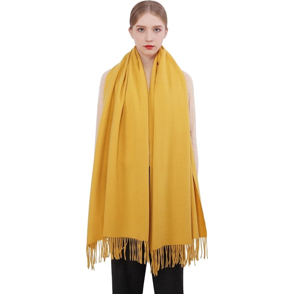 Varmt Vinter Skjerf Sjal Wrap For Kvinner og Menn Lange Store Myke Skjerf-Gul