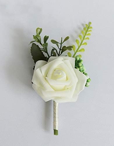 4 st vita bröllopsblommor för män, vita bröllopsblommor