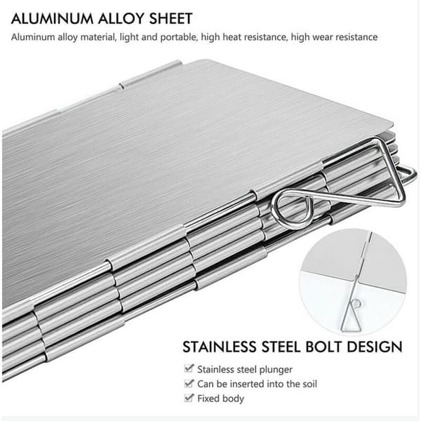 Hopfällbart vindskydd i aluminiumlegering, 10 plattor camping vindskydd
