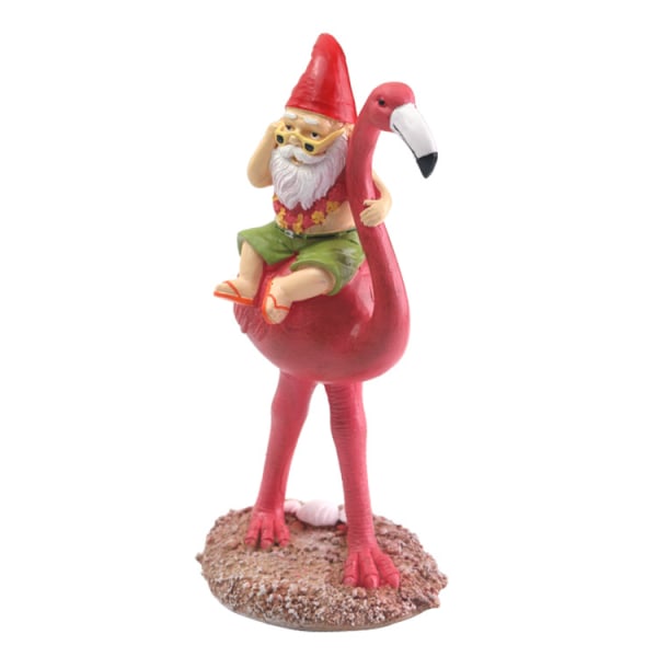 Flamingo Garden Gnome Statue - Funny Dwarf Flamingo Figurines, Ya