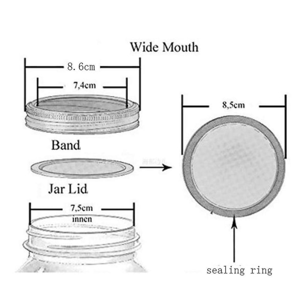 Mason Jar Låg, 20 stk. 70/86mm almindelige mund lækagesikre konserveslåg Split-type låg Sikker opbevaring Glaslåg til hjemmet（86MM）