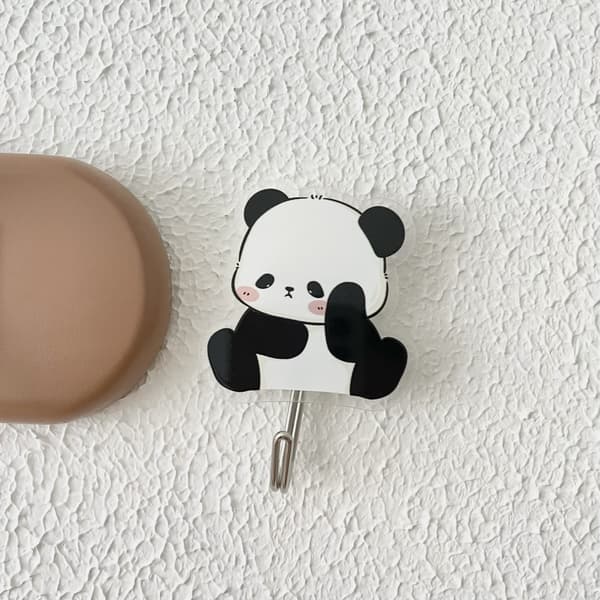4 stk. Panda vægkrog håndklædeholder badeværelse rustfrit stål Se