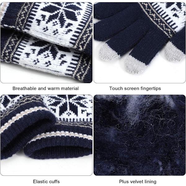 Vinter Stickade Varma Handskar Unisex Pekskärm, Termisk Elastisk Fl