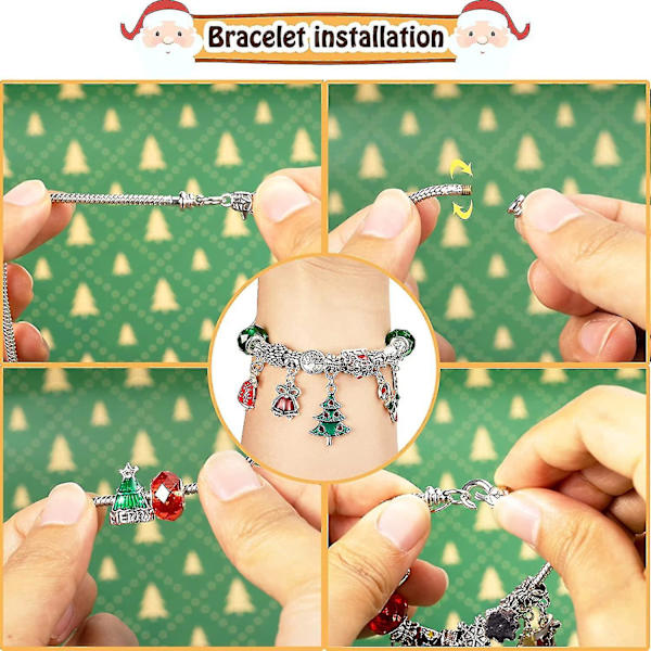 Juladventkalender 2022 Smycken, 24 dagar Jul Nedräkning Kalender Diy Armband Kit Present Till Flickor A