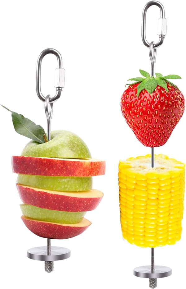 Fuglefoderholder, Fuglefodere, Rustfrit Stål Papegøje Frugt Vegeta